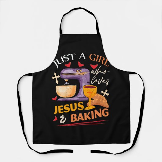 イエスを愛する女の子とクリスチャンベーキング エプロン (正面)