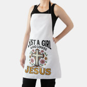 イエスを愛する女の子のフラワーリース十字架Tシャツ_1 エプロン (インサイチュ)