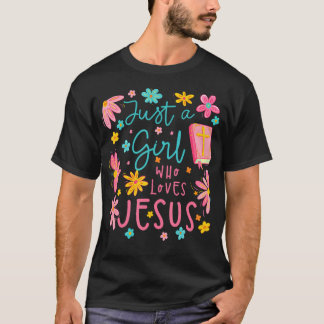 イエスを愛する女性のための宗教的なクリスチャンフラワー柄Tシャツ Tシャツ
