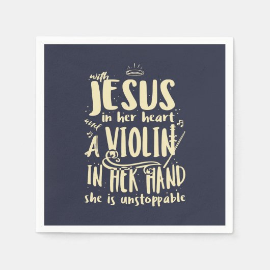 イエスを手にハートを持って スタンダードカクテルナプキン (正面)