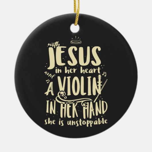 イエスを手にハートを持って セラミックオーナメント (正面)