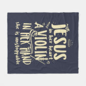 イエスを手にハートを持って フリースブランケット (正面(横))