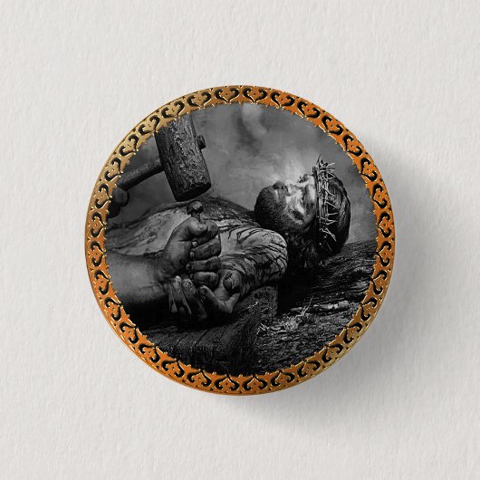 イエスを最後に表す十字架の場面 缶バッジ (正面)