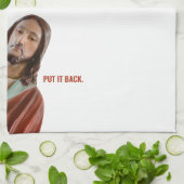 イエスを白おもしろいい背景に戻す キッチンタオル (折り畳み)