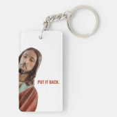 イエスを白おもしろいい背景に戻す キーホルダー (裏面)