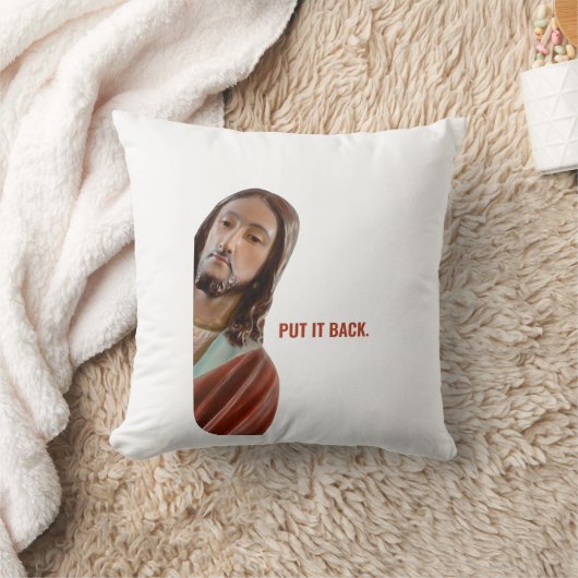 イエスを白おもしろいい背景に戻す クッション (ブランケット)