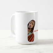 イエスを白おもしろいい背景に戻す コーヒーマグカップ (正面左)