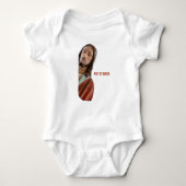 イエスを白おもしろいい背景に戻す ベビーボディスーツ (正面)