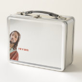イエスを白おもしろいい背景に戻す メタルランチボックス (正面)