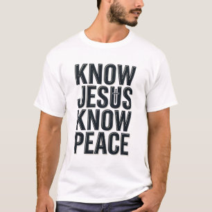 イエスを知ることは平和を知ること ヴィンテージ風クリスチャン・タイポグラフィ Tシャツ