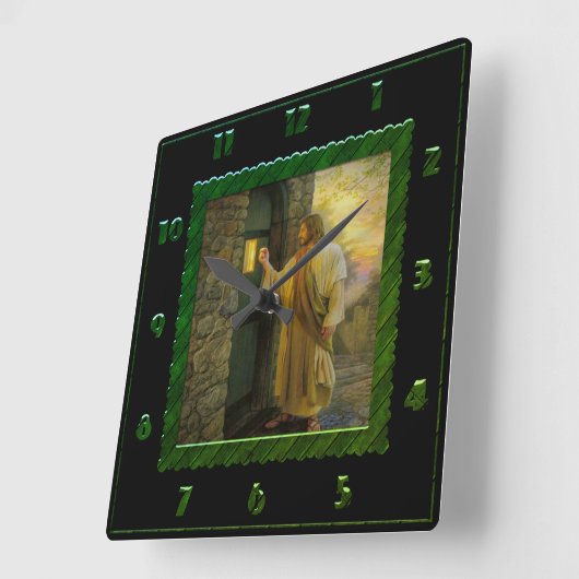 イエスアットザードアヴィンテージグリーンスクエア時計 スクエア壁時計 (傾斜)