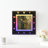 イエスアットザードアヴィンテージレインボースクエアクロック スクエア壁時計 (ホーム)