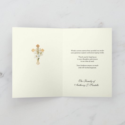 イエスエレガントバラクリスチャンの哀悼ありがとう サンキューカード (内部)