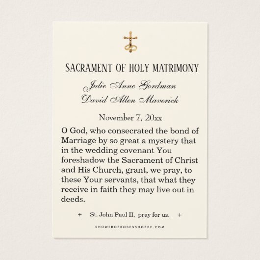 イエスエレガント金ゴールド結婚式の引き出物カード (裏面)