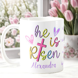 イエスカラフルクロス・イースター彼は名前を上げた コーヒーマグカップ