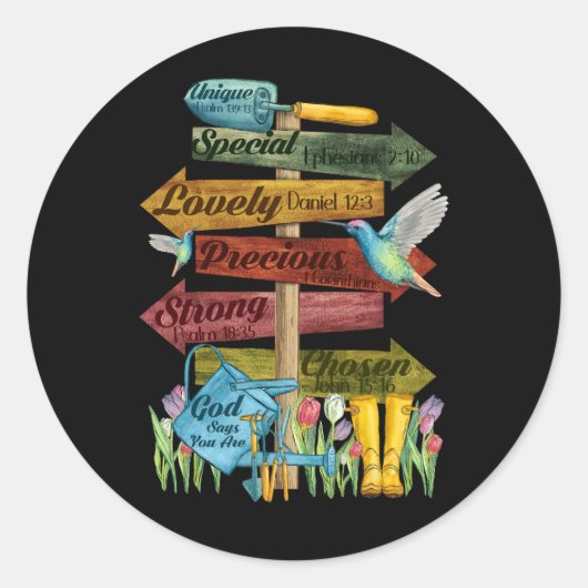 イエスガーデンフラワーハミングバード神は、あなたがGaであると言う ラウンドシール (正面)