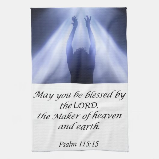 イエスキッチンハンドタオル詩編115:15 キッチンタオル (縦)