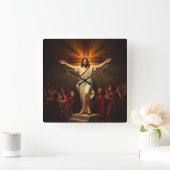 イエスキリストが立ち上がった時計 スクエア壁時計 (ホーム)