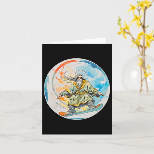 イエスキリストとの神のスノーボード祈りの言葉チュ卿 カード (黄色い花)