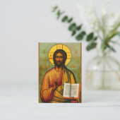 イエスキリストのアイコン正統キリスト教葬儀カード プレイスカード (スタンド正面)