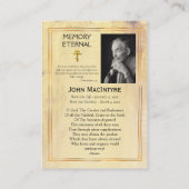 イエスキリストのアイコン記念祈りの言葉カード プレイスカード (裏面)