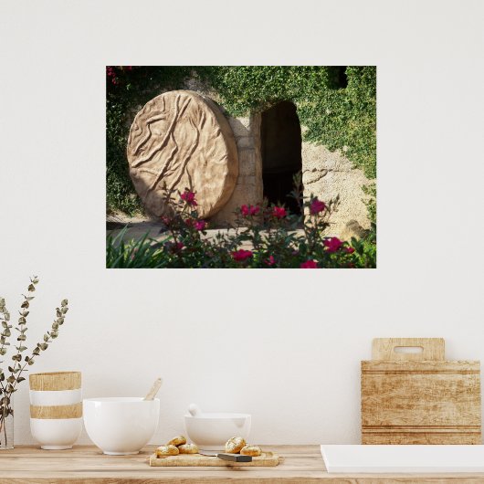 イエスキリストのイースター空の墓のポスター写真 ポスター (キッチン)