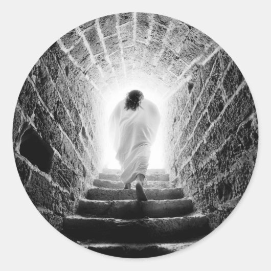 イエスキリストのステッカーの復活 ラウンドシール (正面)