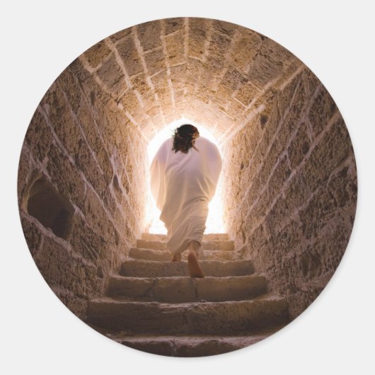 イエスキリストのステッカーの復活 ラウンドシール (正面)