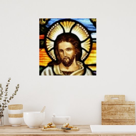 イエスキリストのステンドグラス窓 ポスター (キッチン)