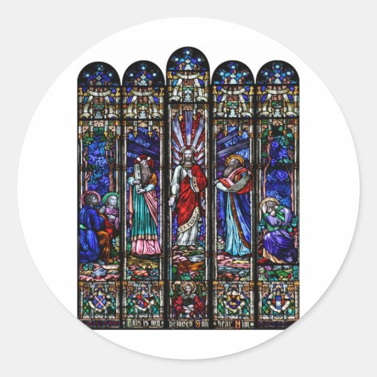イエスキリストの変容ステンドグラス・アート ラウンドシール (正面)