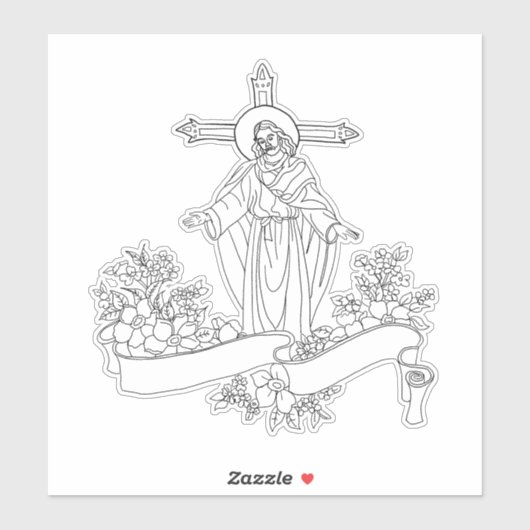 イエスキリストの花はアートの色のページをスクロールする シール (シート)