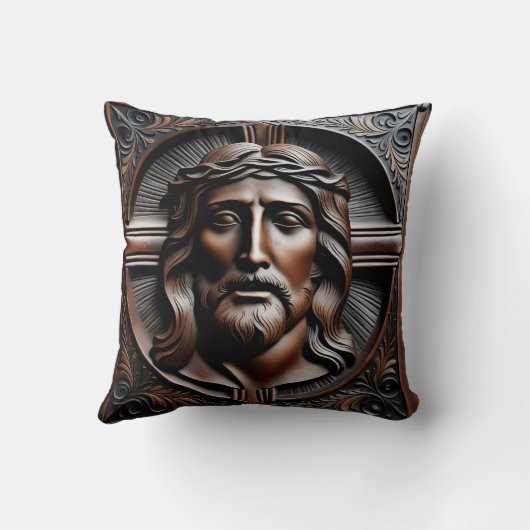 イエスキリストレリーフ、 浮き彫りアートとトーンズ クッション (裏面)