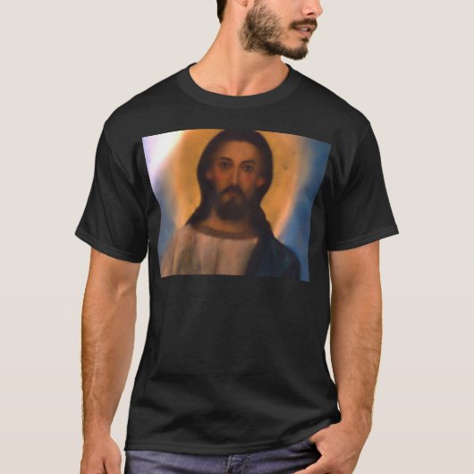 イエスキリストヴィンテージハンド色彩の鮮やかオソリストアイコン Tシャツ (正面)