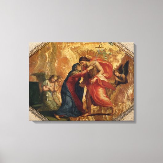 イエスキリスト天国でヴァージンを受け取る キャンバスプリント (正面)