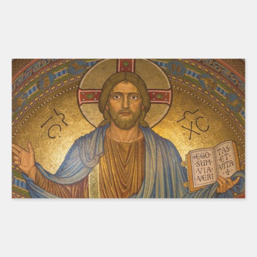 イエスキリスト宗教的クリスマスステッカー 長方形シール (正面)