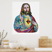 イエスキリスト抽象芸術オリジナル宗教美術 ポスター (キッチン)