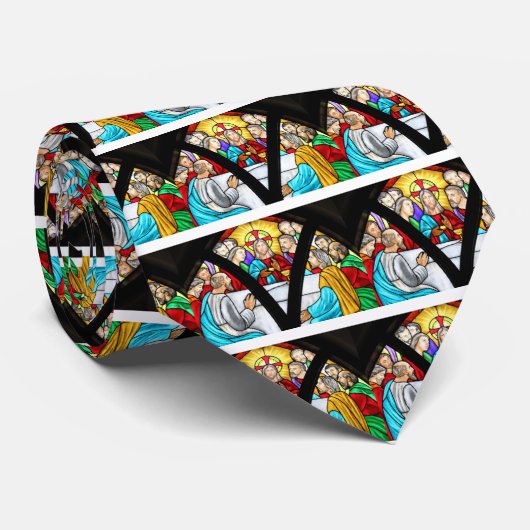 イエスキリスト最後の晩餐ステンドグラスの窓 ネクタイ (ロール)