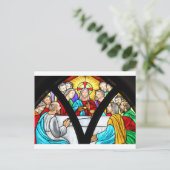 イエスキリスト最後の晩餐ステンドグラスの窓 ポストカード (スタンド正面)