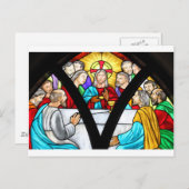 イエスキリスト最後の晩餐ステンドグラスの窓 ポストカード (正面/裏面)