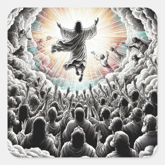 イエスキリスト歓喜宗教基督教美術 スクエアシール (正面)