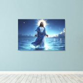 イエスキリスト歩くの水聖書的シーン キャンバスプリント (インサイチュ (ウッドフロア))