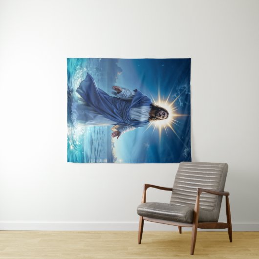 イエスキリスト歩くの水聖書的シーン タペストリー (インサイチュ(横))