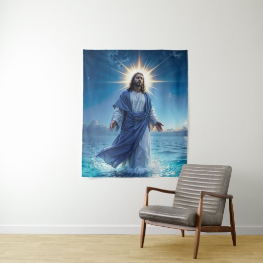 イエスキリスト歩くの水聖書的シーン タペストリー (インサイチュ)