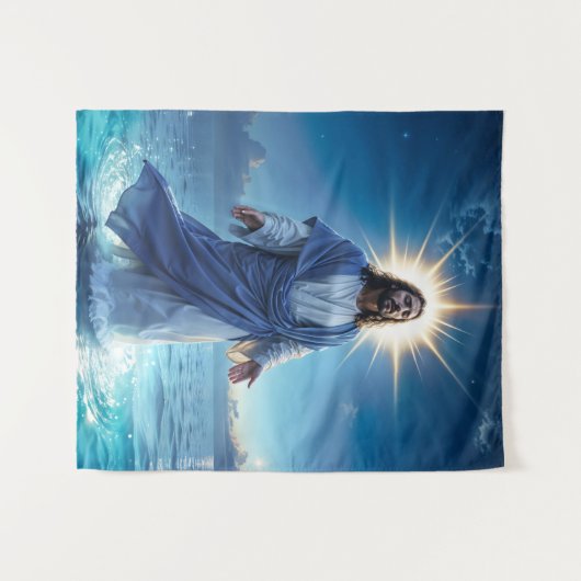 イエスキリスト歩くの水聖書的シーン タペストリー (正面(横))