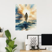 イエスキリスト歩くオンウォーター ポスター (ホームオフィス)