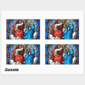 イエスキリスト母マリアステンドグラス 長方形シール (シート)