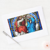 イエスキリスト母マリアステンドグラス 長方形シール (封筒)