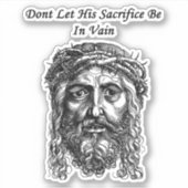 イエスキリスト顔犠牲聖書引用文信仰アート シール (正面)