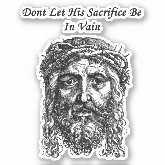 イエスキリスト顔犠牲聖書引用文信仰アート シール (正面)