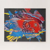 イエスキリスト顔聖なるハート抽象芸術アート ジグソーパズル (横)